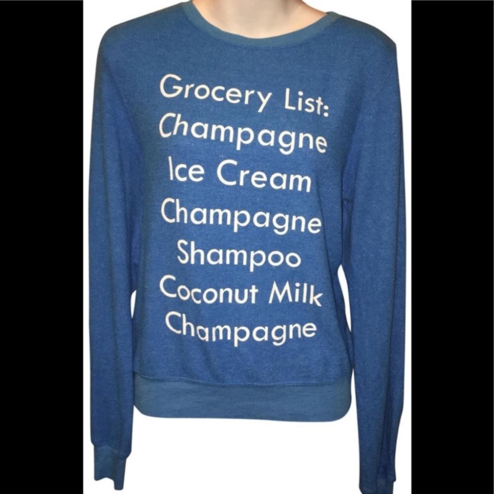 NWOT Small Wildfox Grocery List Baggy Beach Jumper